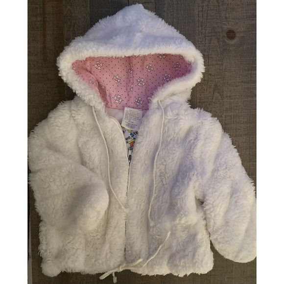 Weestuff Wee Stuff Toddler Girl Hooded White Zip Jacket SZ 2T Made USA VINTAGE - Picture 1 of 15